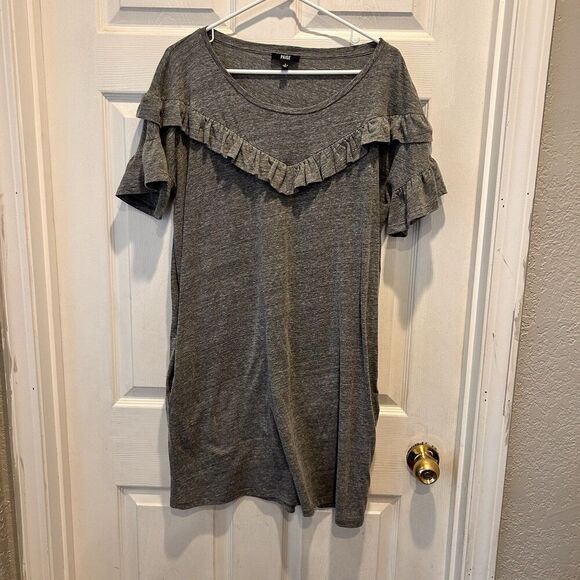 Paige Gray Adalie Boho Ruffle Shirt Mini Dress Pockets Womens Size Large - Picture 3 of 9